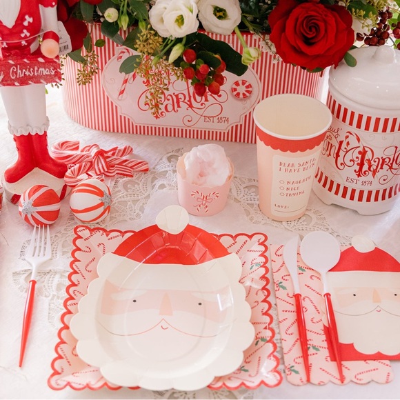 Two Set Pink Candy Cane Napkins - Picture 4 of 5